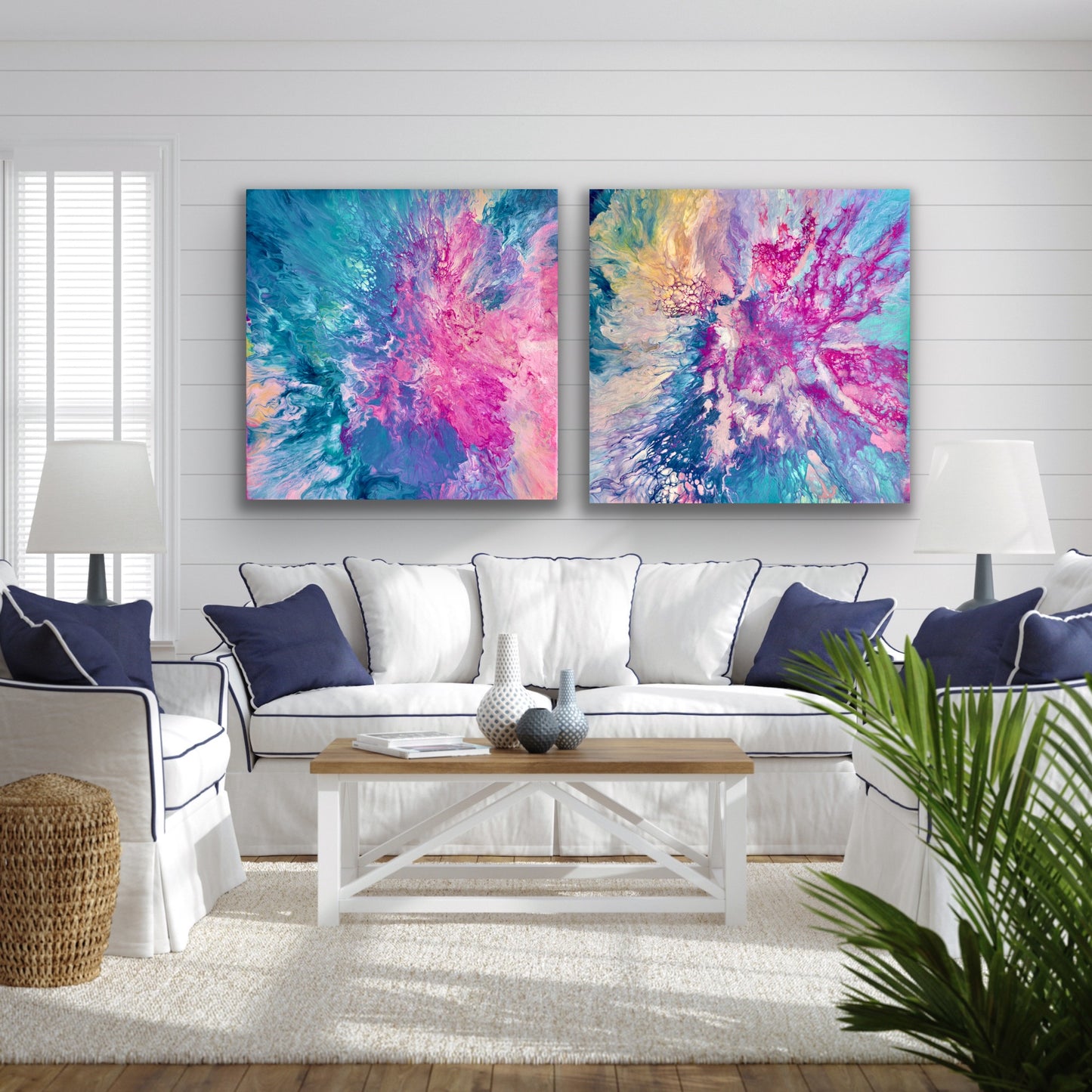 Dreamt in Magenta and Drifted into Cerulean - Gallery Set of Two - Canvas Prints