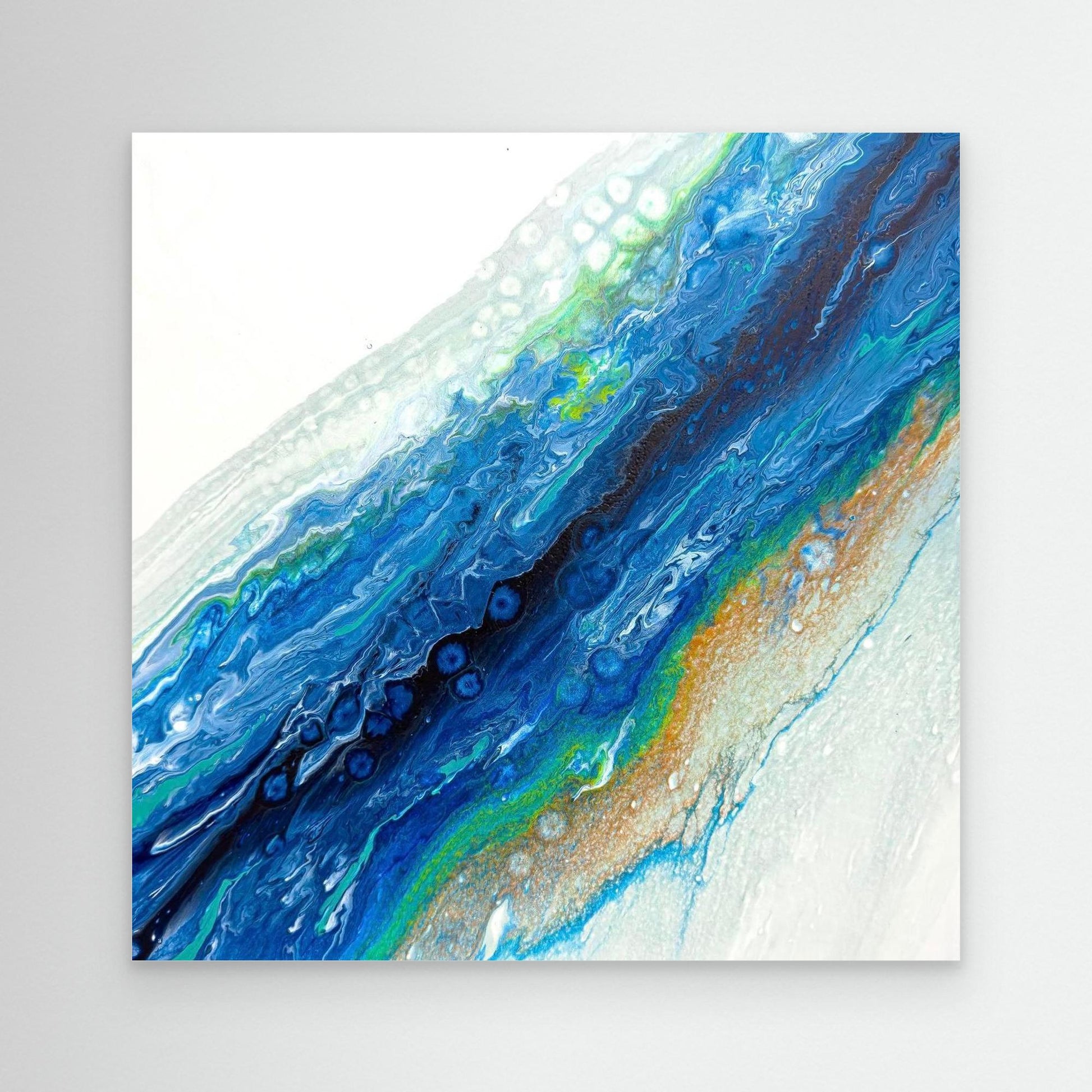 Modern Art in Acrylic Canvas Print - Coastal Art in Blues and Greens. Abstract Art. Sea, Ocean, Wave.