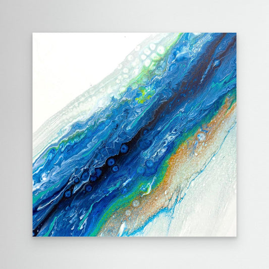 Modern Art in Acrylic Canvas Print - Coastal Art in Blues and Greens. Abstract Art. Sea, Ocean, Wave.