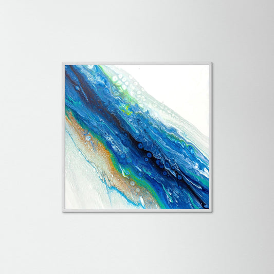 Modern Acrylic Canvas Original - Coastal Art in Blues & Greens.  Wave, Sea, Ocean.