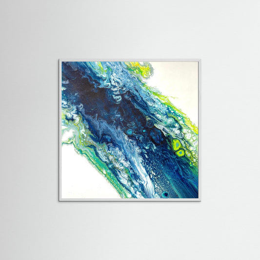 Modern Acrylic Canvas Original - Coastal Art in Blues & Greens.  Wave, Sea, Ocean.
