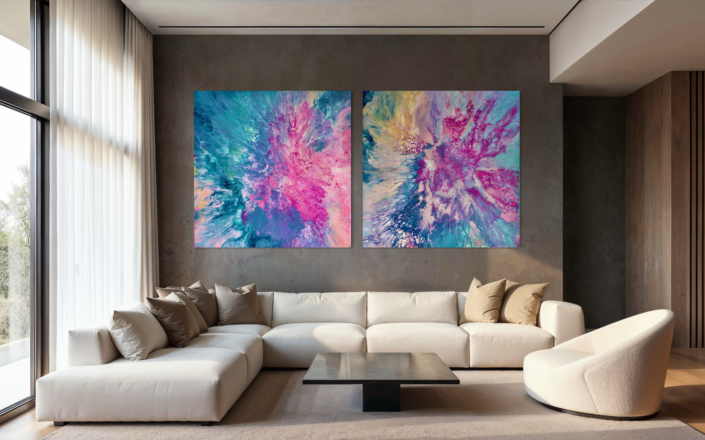 Dreamt in Magenta and Drifted into Cerulean - Gallery Set of Two - Canvas Prints