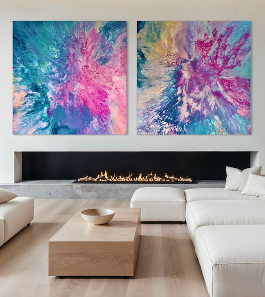 Dreamt in Magenta and Drifted into Cerulean - Gallery Set of Two - Canvas Prints