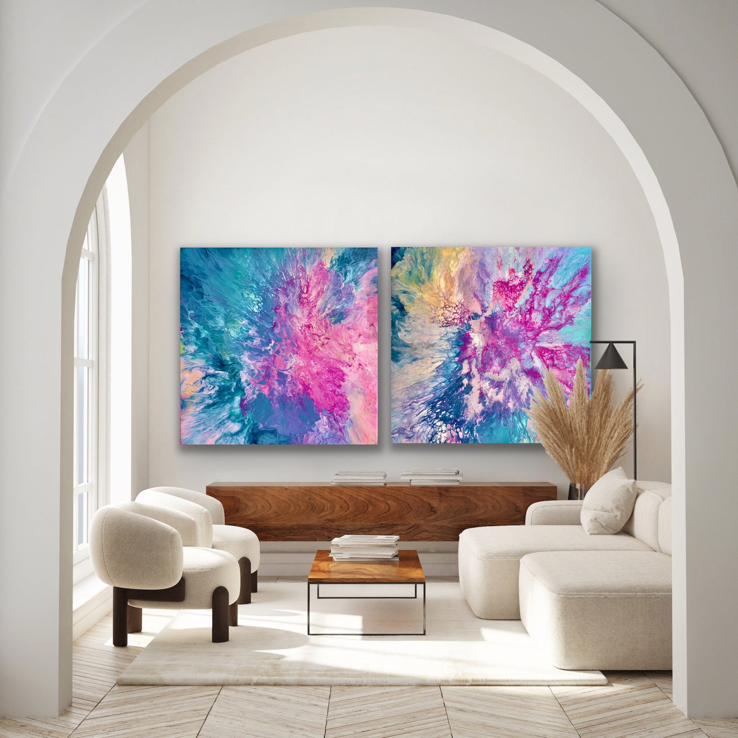 Dreamt in Magenta and Drifted into Cerulean - Gallery Set of Two - Canvas Prints