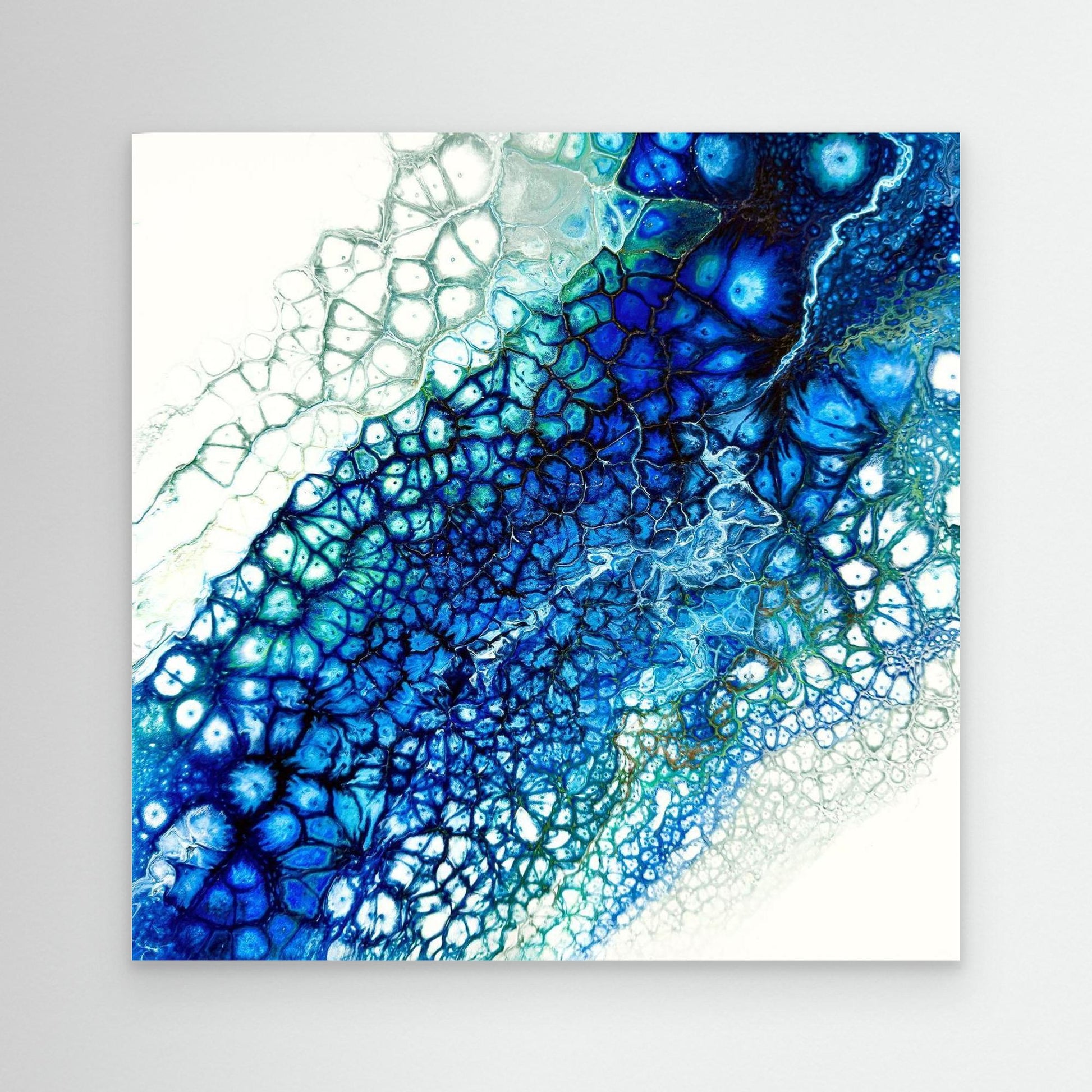 Modern Art in Acrylic - Coastal Art in Blues and Greens, Abstract Art. Sea, Wave, Ocean, Rockpool