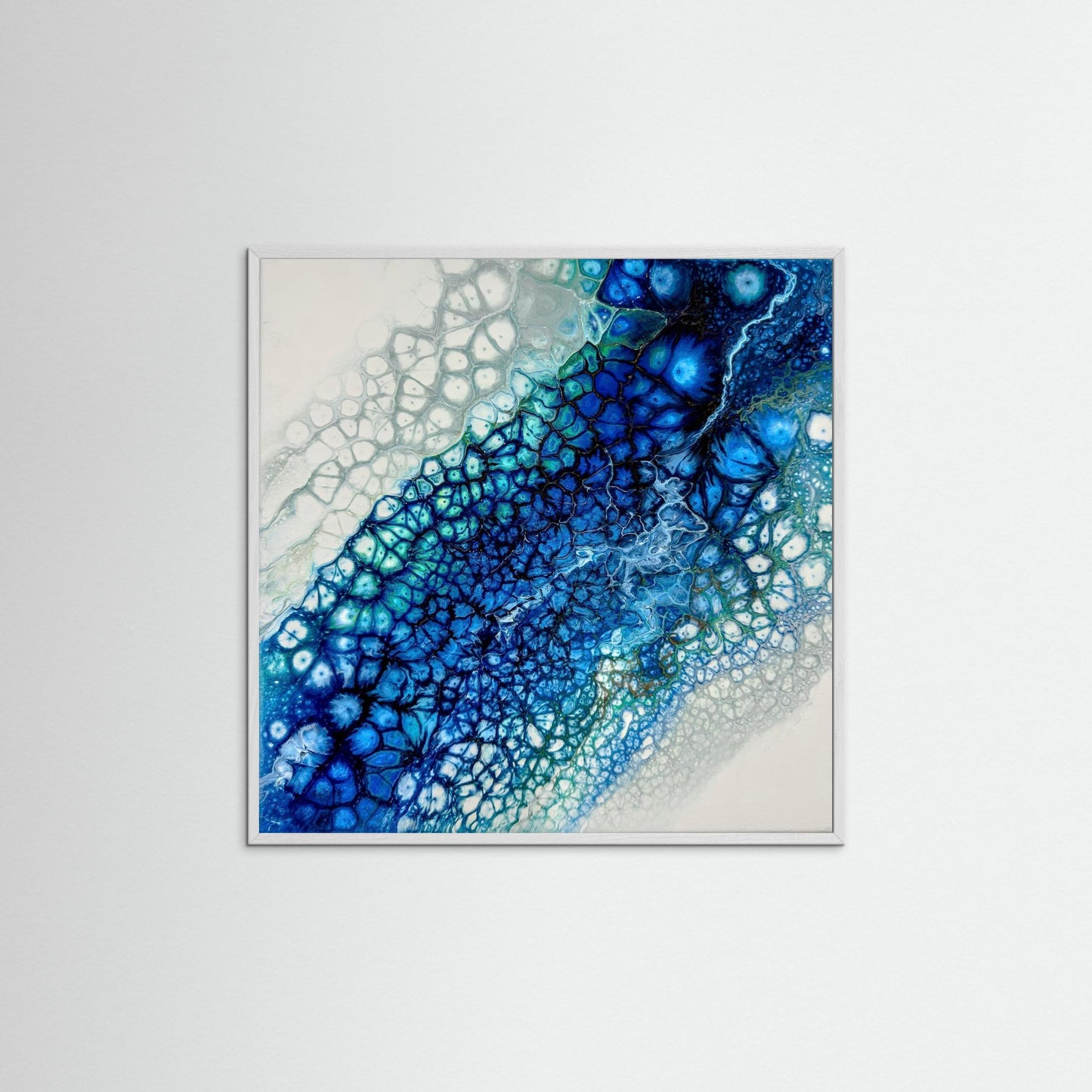 Modern Acrylic Canvas Original - Coastal Art in Blues & Greens.  Wave, Sea, Ocean.