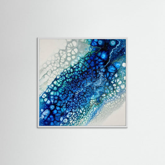 Modern Acrylic Canvas Original - Coastal Art in Blues & Greens.  Wave, Sea, Ocean.